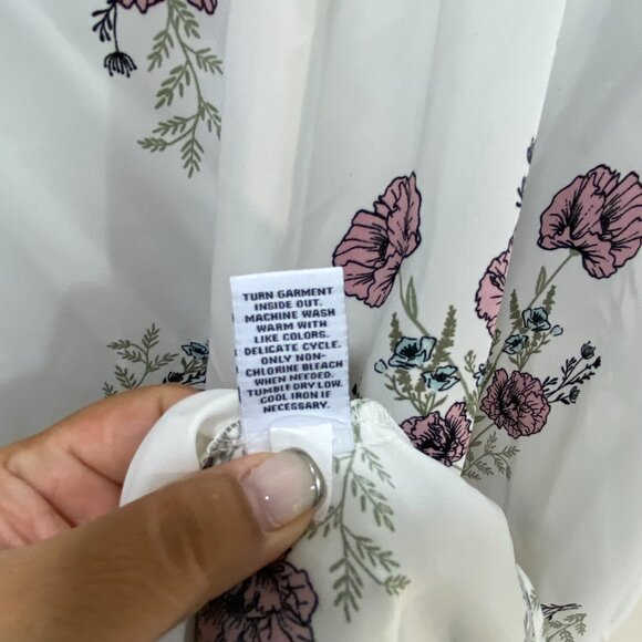 Ophelia Roe Floral Chiffon Top Women 3X Ivory Long Sleeve Flowy Boho Fairy - Picture 7 of 9